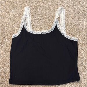 Elegant Black Lace Trim Women's Top